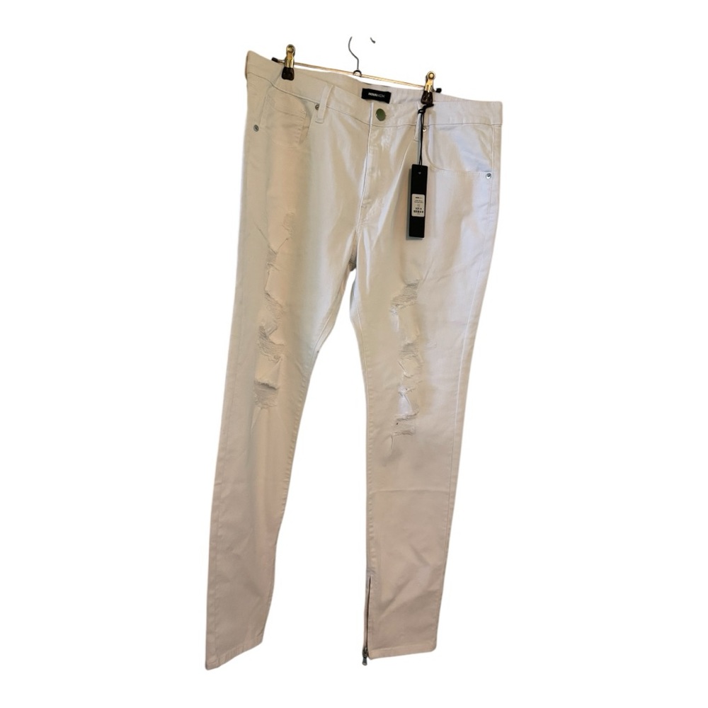 NovaMen skinny destroyed white jeans